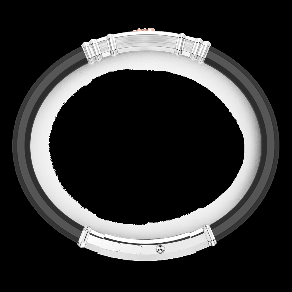 Zancan Bracciale Zancan in silicone nero con targa in argento e dettagli in oro rosa Soddisfazione Garantita