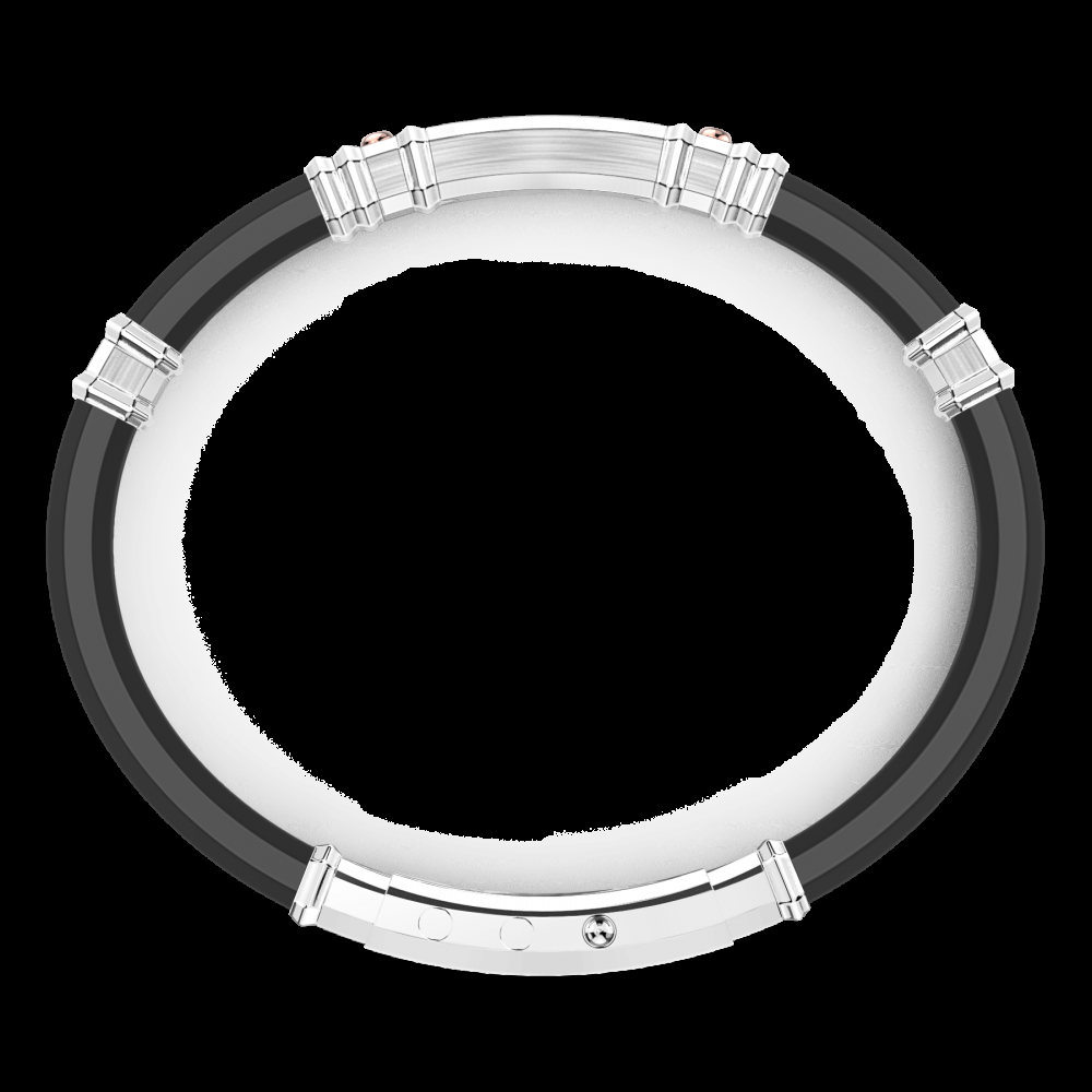 Zancan Bracciale Zancan in silicone nero con targa in argento e dettagli in oro rosa Qualità Garantita