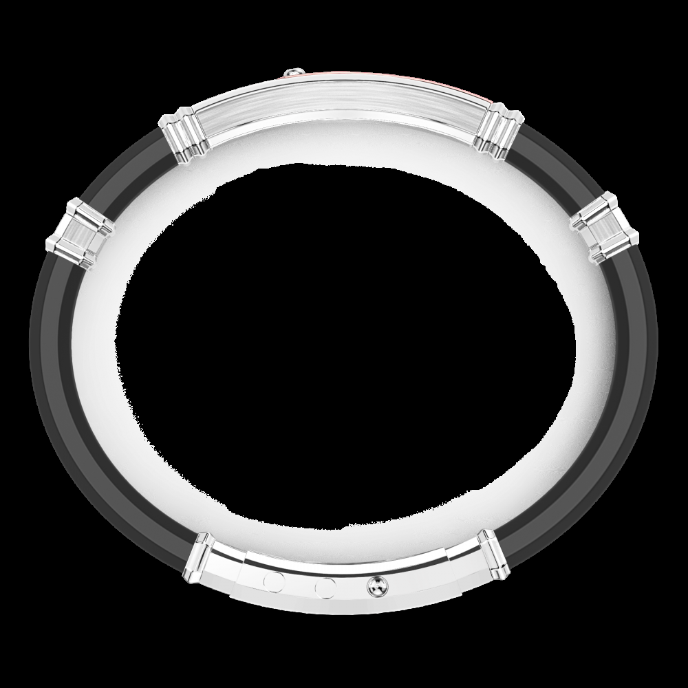 Zancan Bracciale Zancan in silicone nero con targa in argento e dettagli in oro rosa Negozi Online