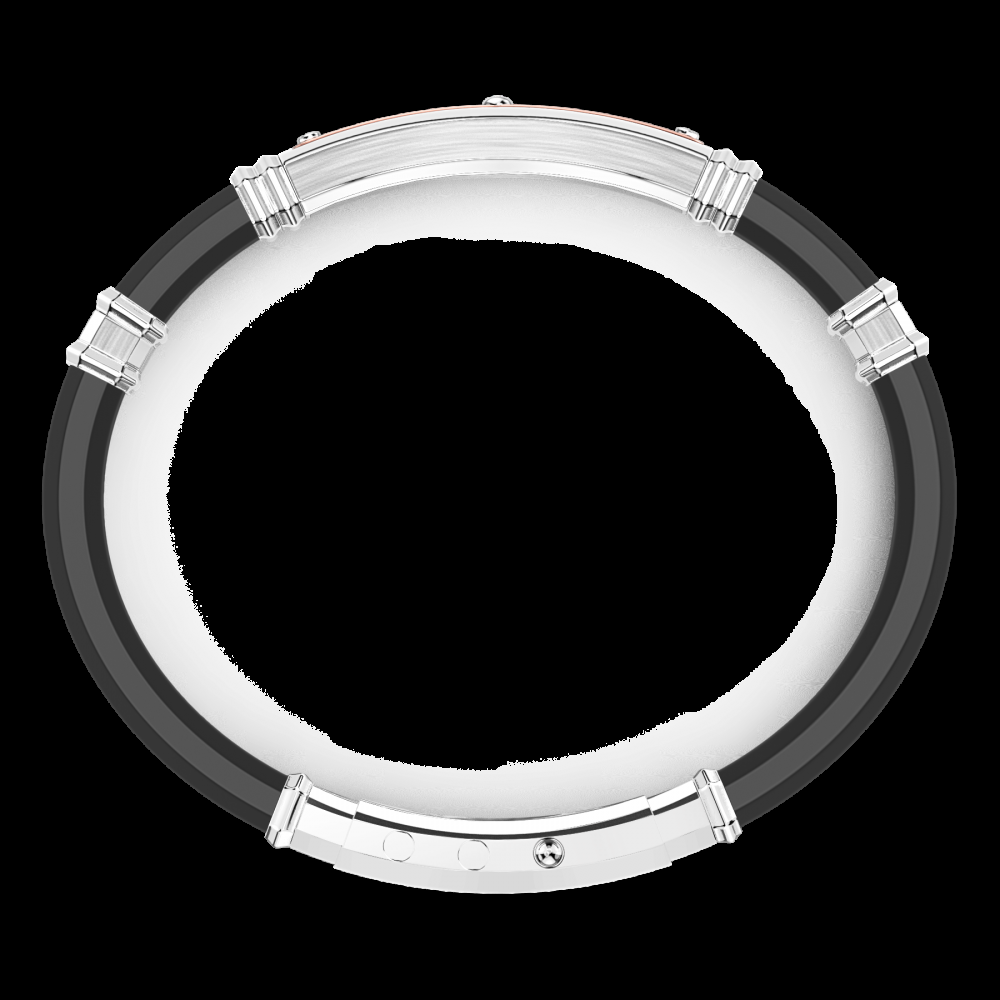 Zancan Bracciale Zancan in silicone nero con targa in argento e dettagli in oro rosa Acquista Ora