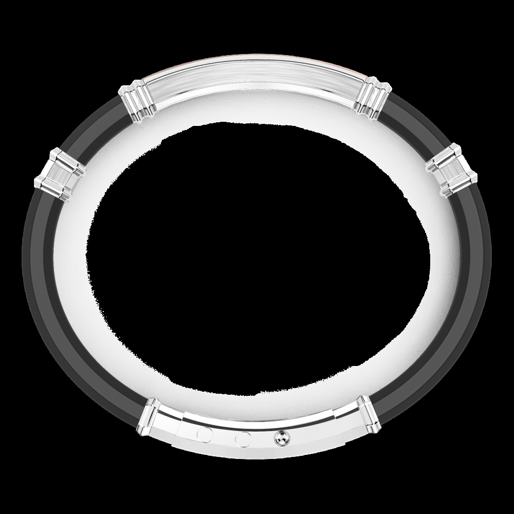 Zancan Bracciale Zancan in silicone nero con targa in argento e dettagli in oro rosa Consegna Veloce