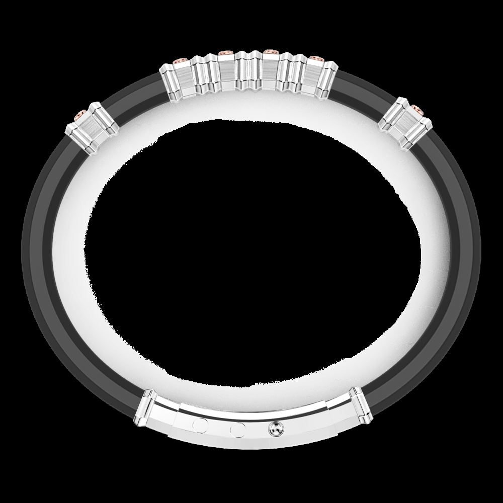 Zancan Bracciale Zancan in silicone nero con targa in argento e dettagli in oro rosa Fino Al -60%