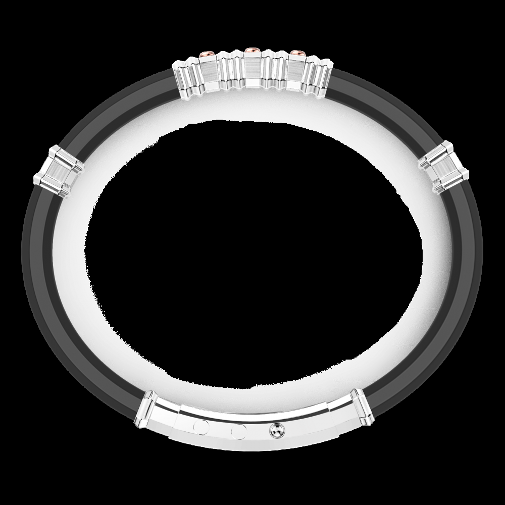 Zancan Bracciale Zancan in silicone nero con targa in argento e dettagli in oro rosa Shopping Online