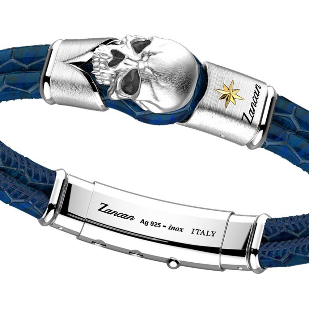 Zancan Bracciale Zancan in pelle con teschio in argento Prezzo Ridotto