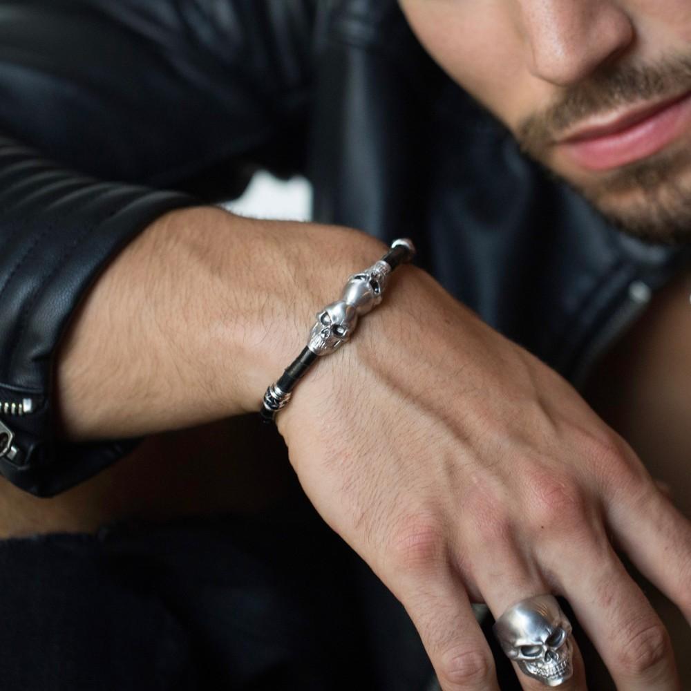 Zancan Bracciale Zancan in pelle con teschi Convenienza