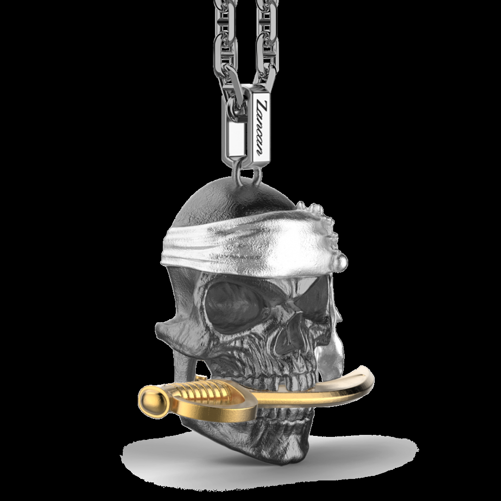 Zancan Collana Zancan in argento con pendente a teschio pirata Economico