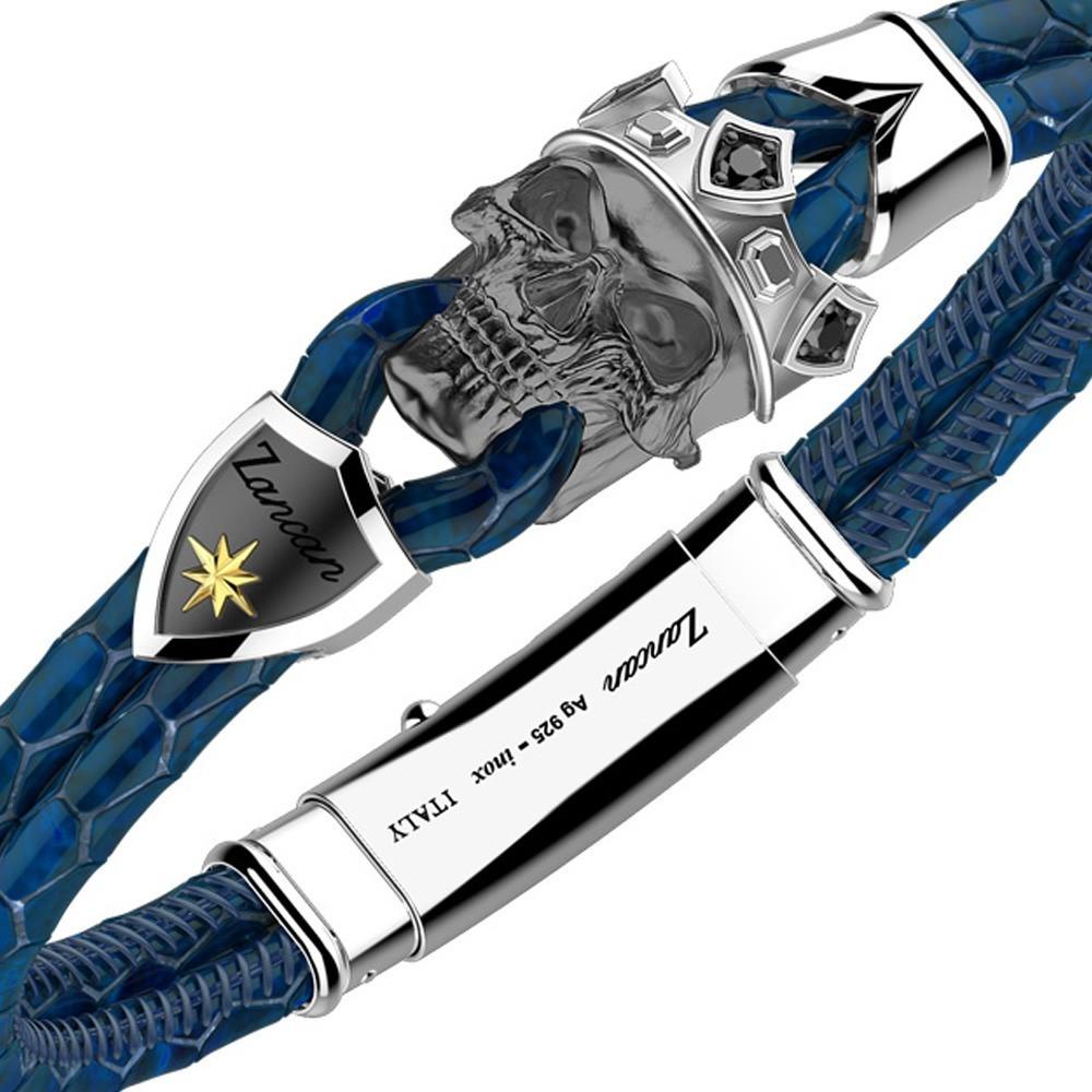 Zancan Bracciale Zancan in pelle di con teschio incoronato Hotsell
