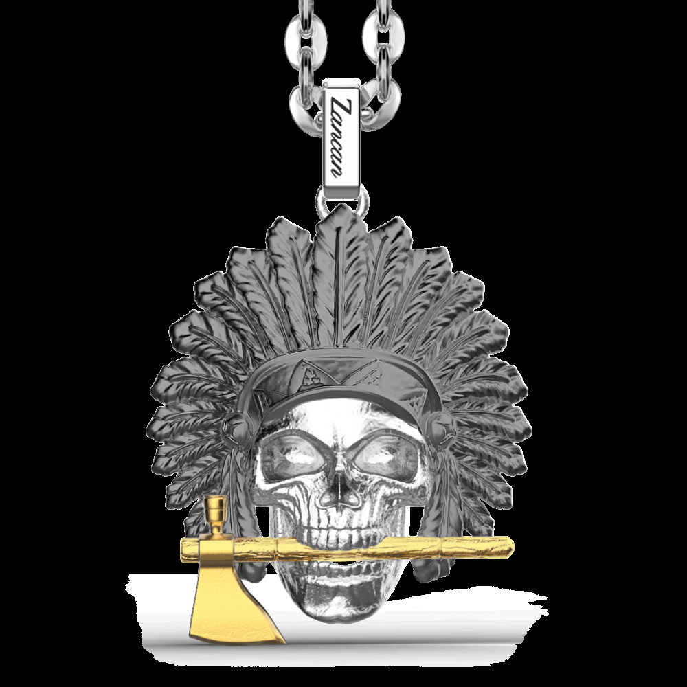 Zancan Collana Zancan in argento con pendente a teschio nativo americano