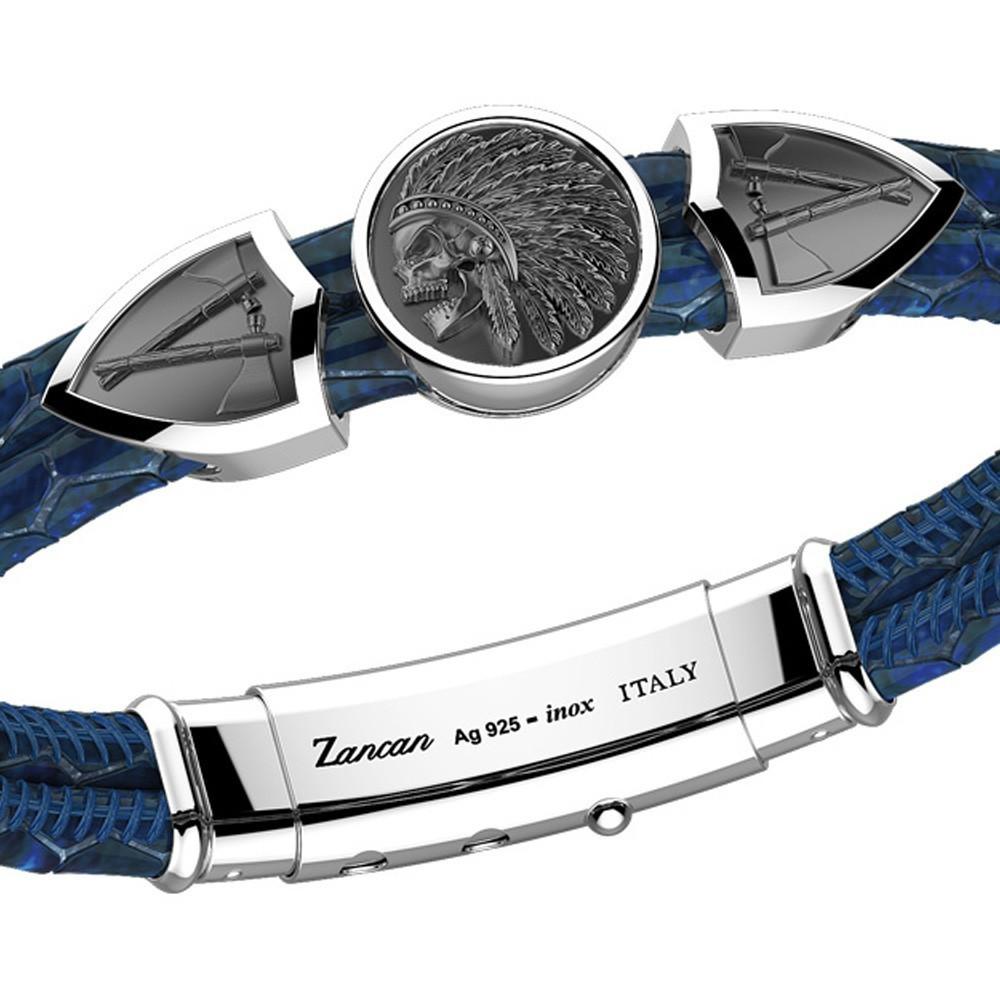 Zancan Bracciale Zancan in pelle con targa e teschio nativo americano I Più Venduti