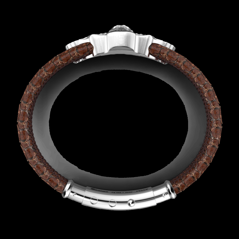 Zancan Bracciale Zancan in pelle e teschio alato in argento Vendite Flash