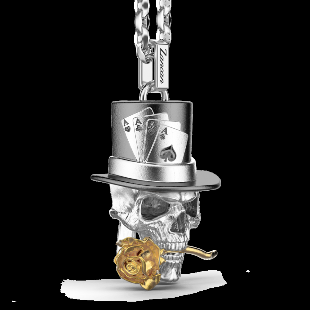 Zancan Collana Zancan in argento con pendente a teschio prestigiatore Nuova