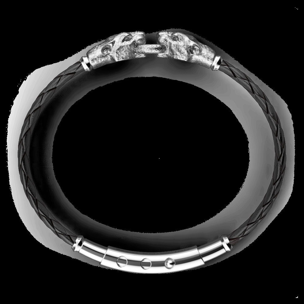 Zancan Bracciale Zancan in argento e pelle con pantere Nuovo