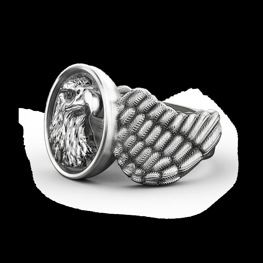 Zancan Anello Zancan aquila in argento con finitura vintage Qualità