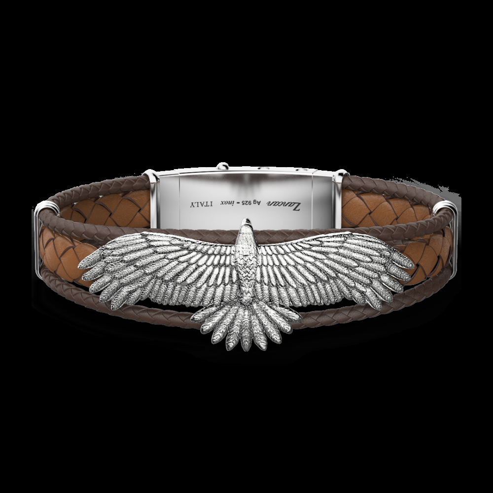 Zancan Bracciale Zancan in argento e pelle con aquila