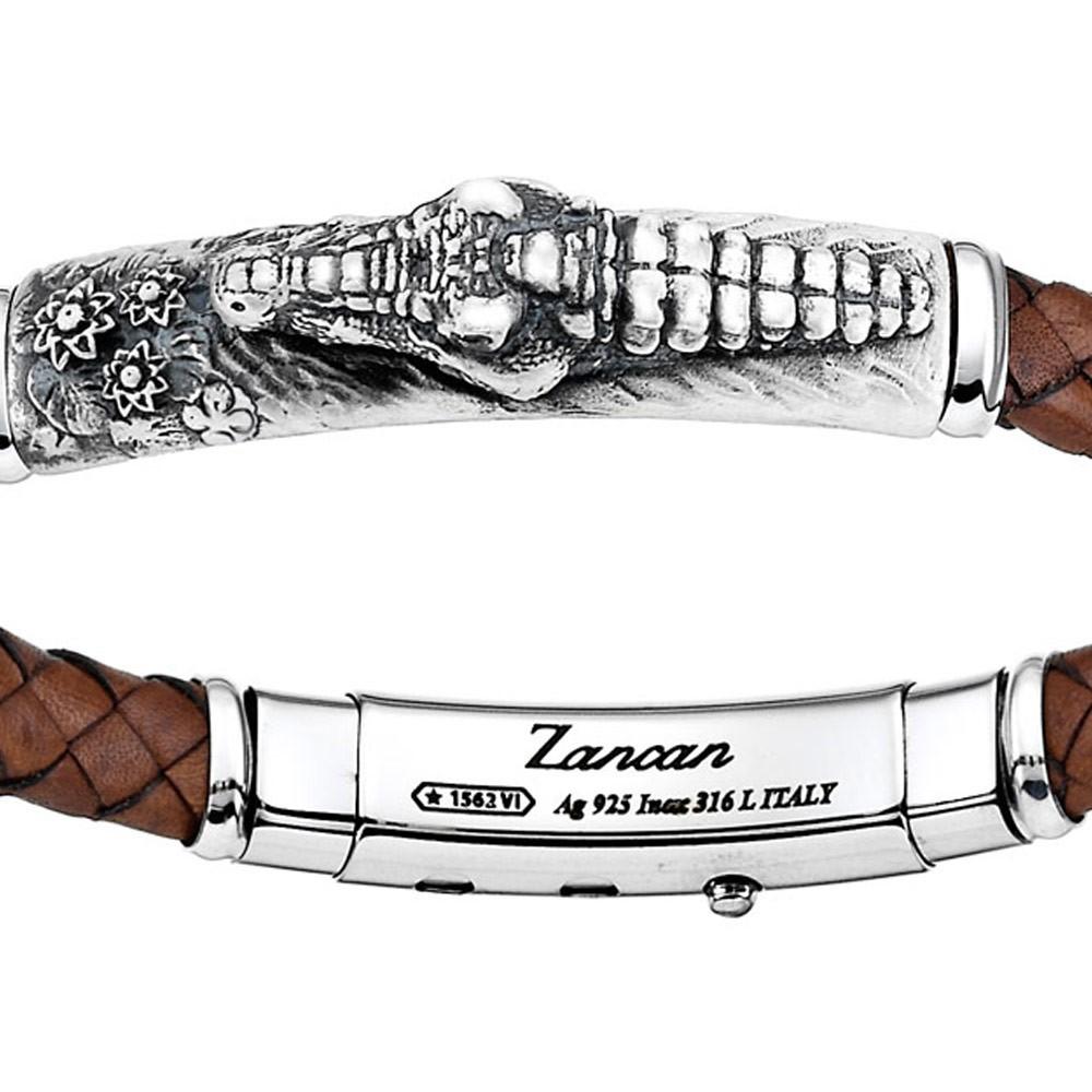 Zancan Bracciale Zancan in pelle ed argento con alligatore Sottocosto