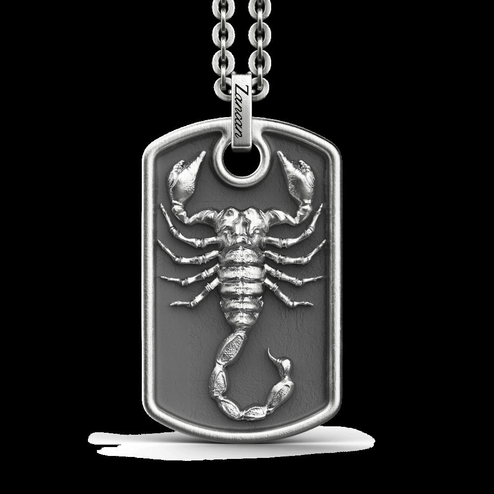 Zancan Collana Zancan in argento con scorpione su pendente a targa