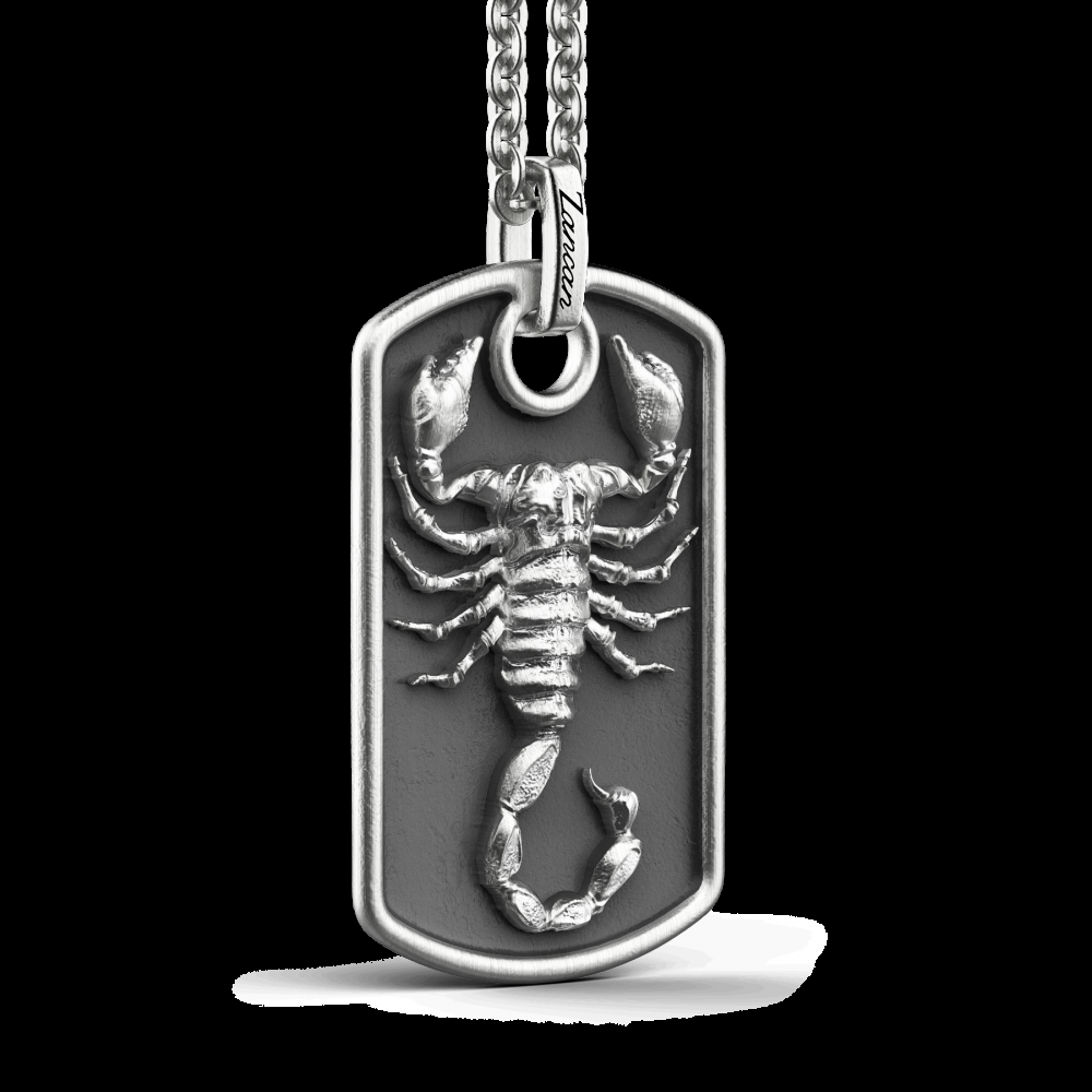 Zancan Collana Zancan in argento con scorpione su pendente a targa Presa