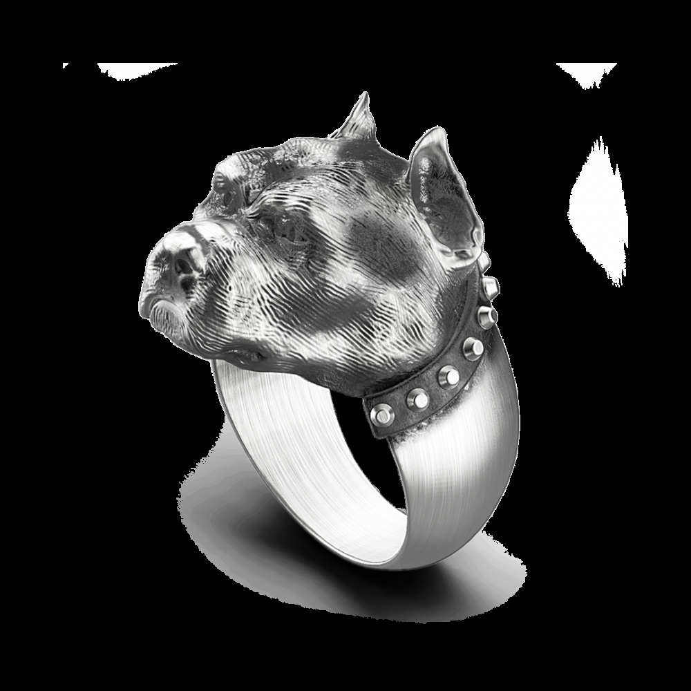 Zancan Anello Zancan pitbull in argento con finitura vintage In Vendita