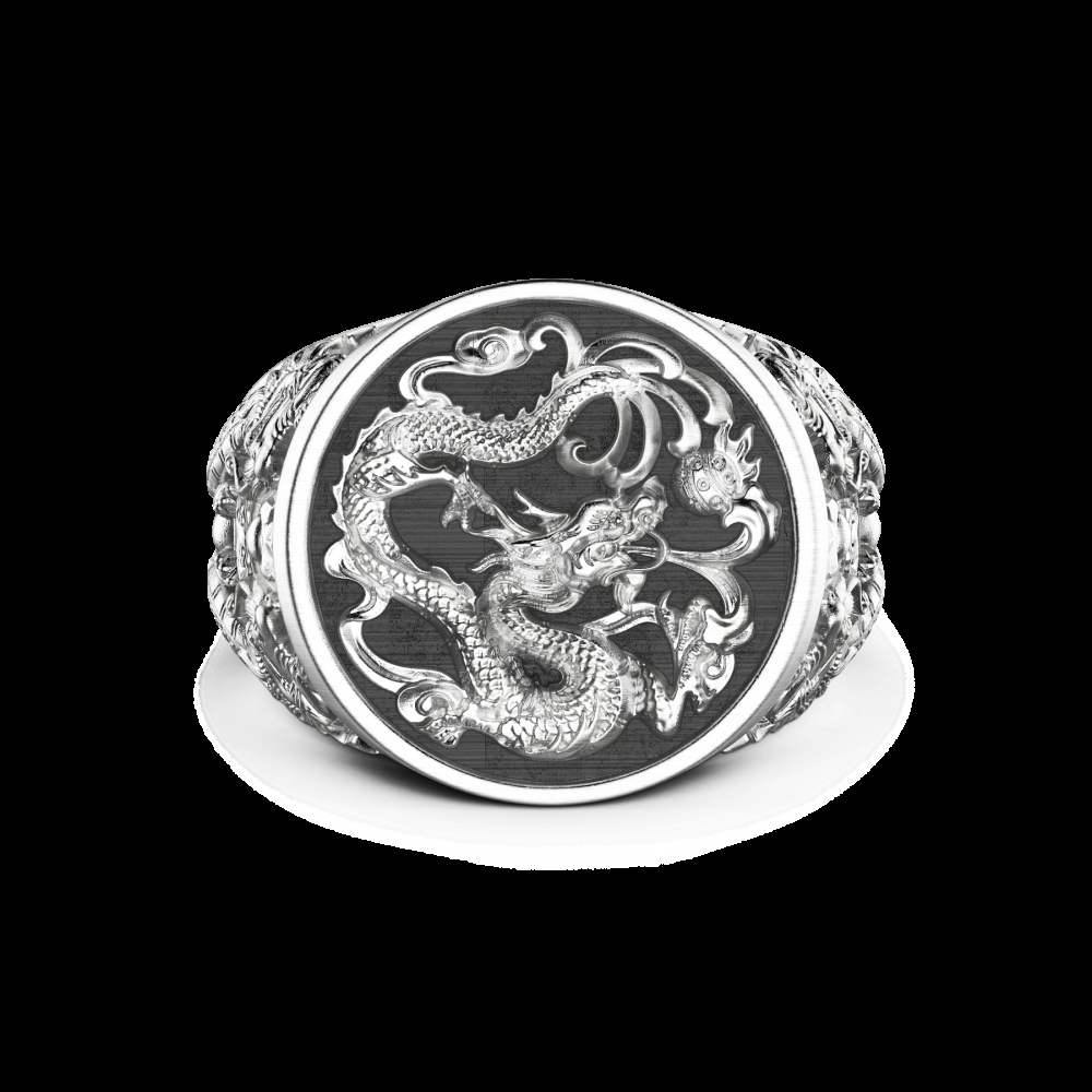 Zancan Anello chevralier Zancan in argento con drago
