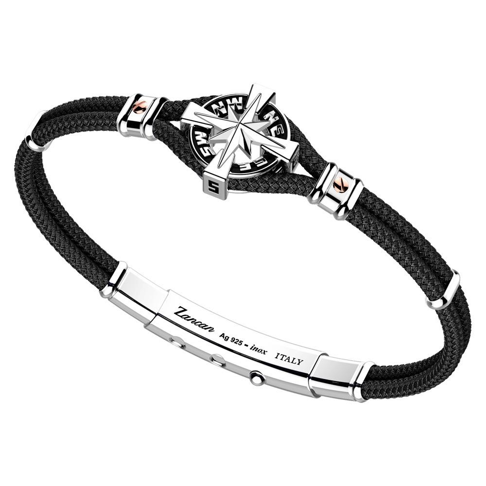 Zancan Bracciale Zancan in kevlar con rosa dei venti in argento