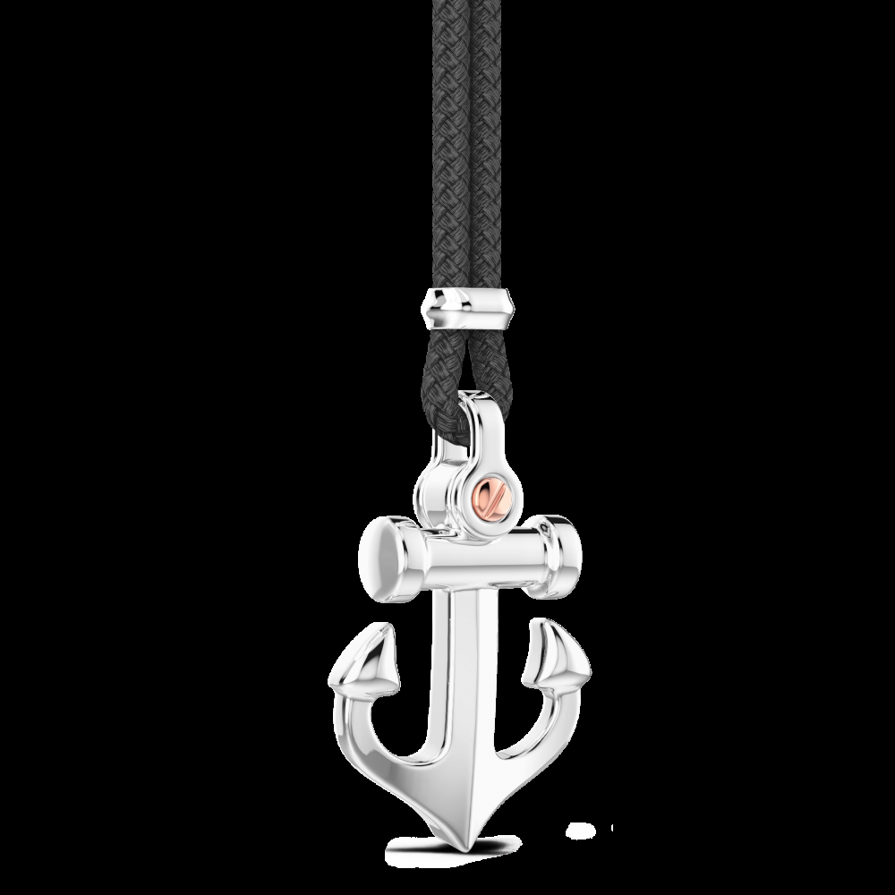 Zancan Collana Zancan in kevlar con pendente ad ancora in argento Vendite Flash